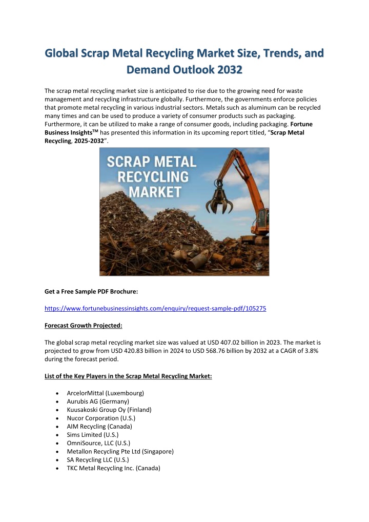 global scrap metal recycling market size trends