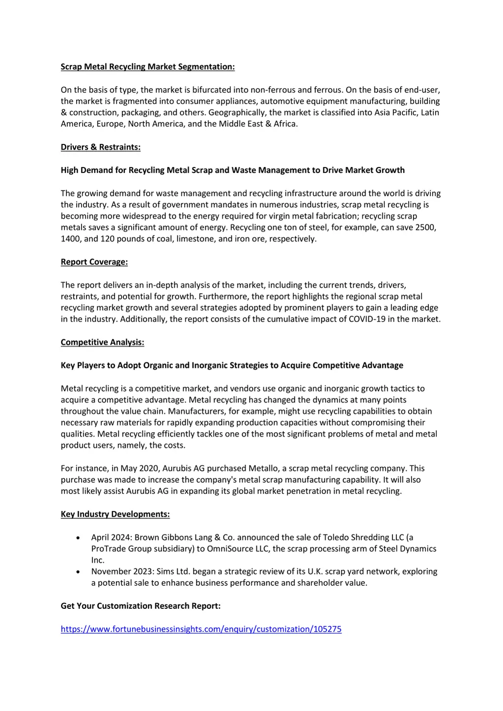 scrap metal recycling market segmentation