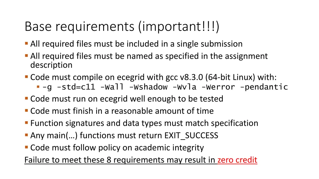 base requirements important all required files