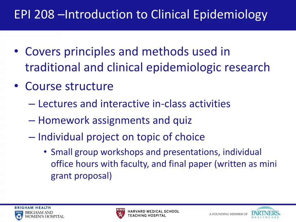 epi 208 introduction to clinical epidemiology
