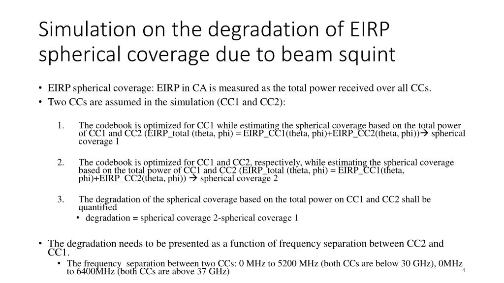 simulation on the degradation of eirp spherical