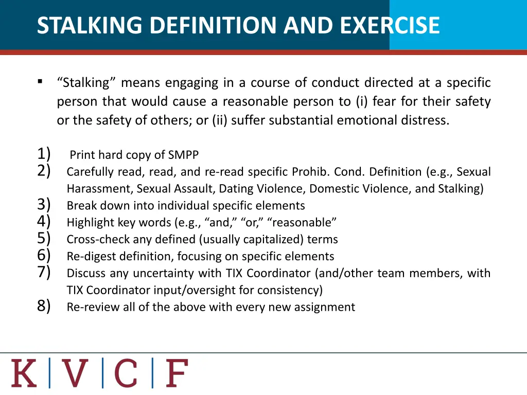 stalking definition and exercise