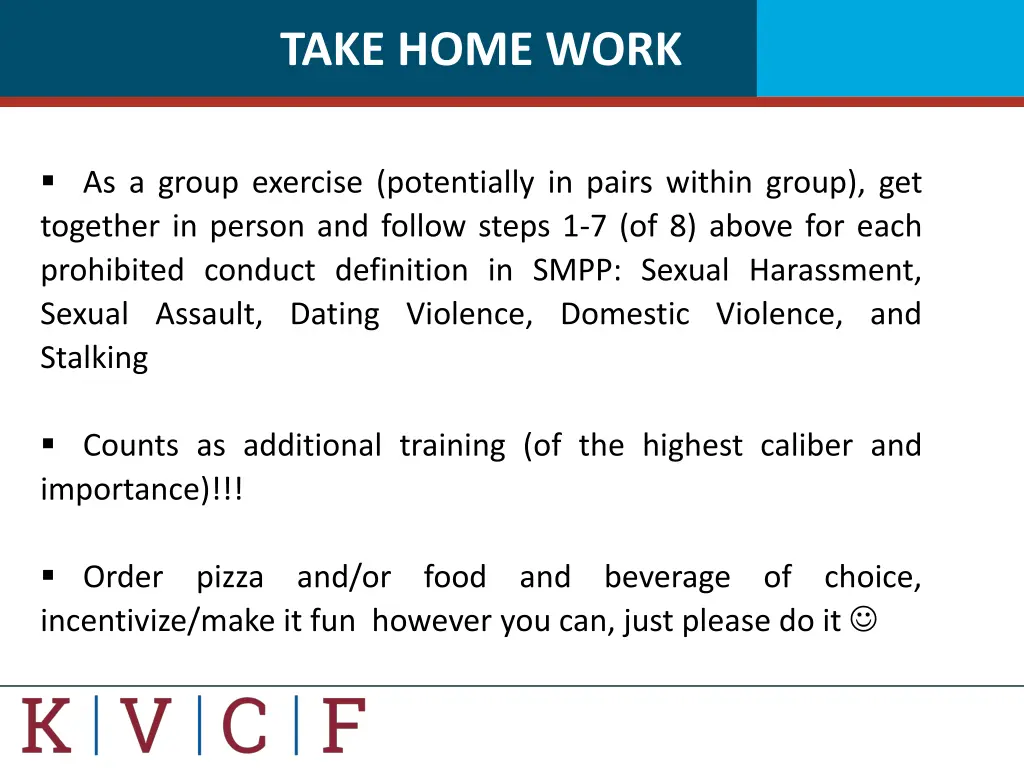 take home work