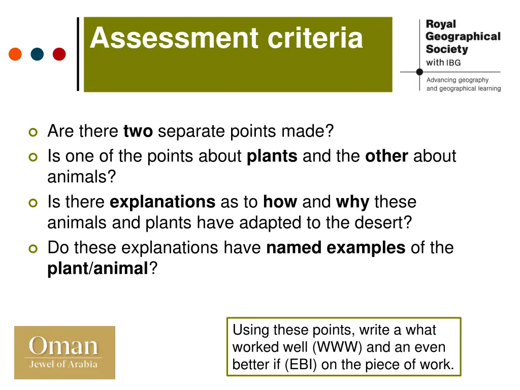 assessment criteria