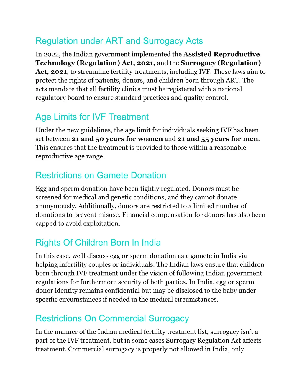 regulation under art and surrogacy acts