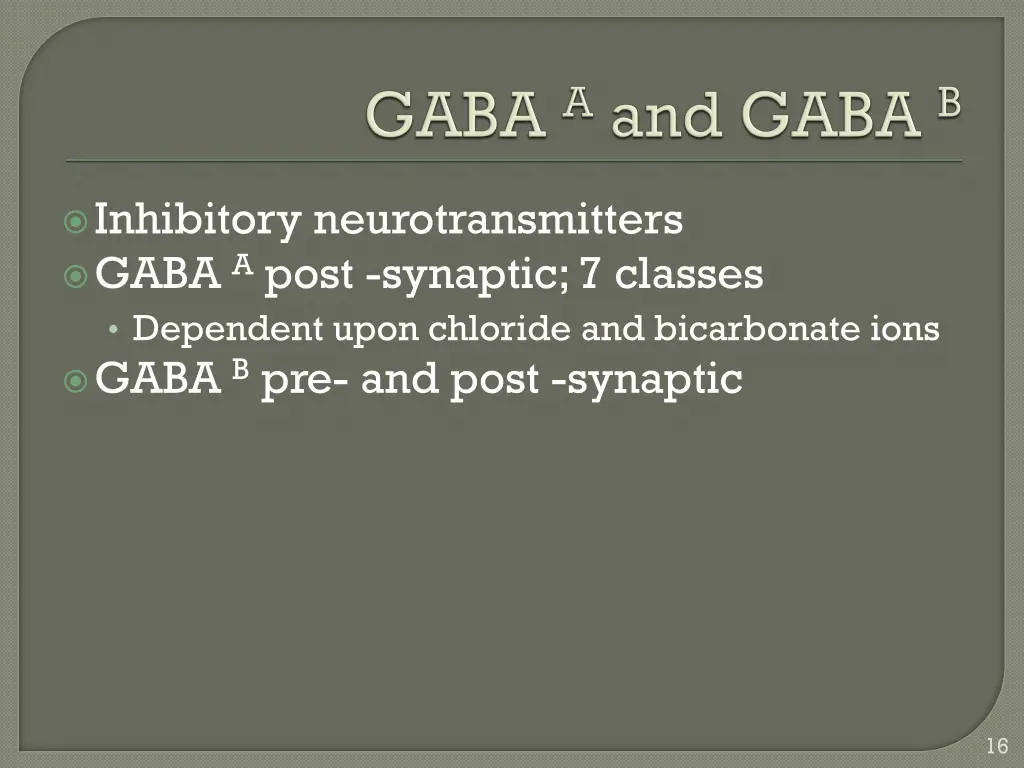 inhibitory neurotransmitters gaba a post synaptic