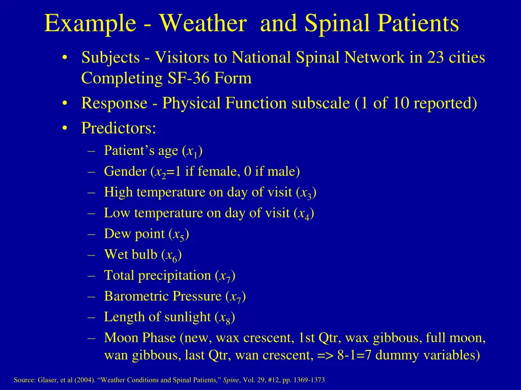 example weather and spinal patients