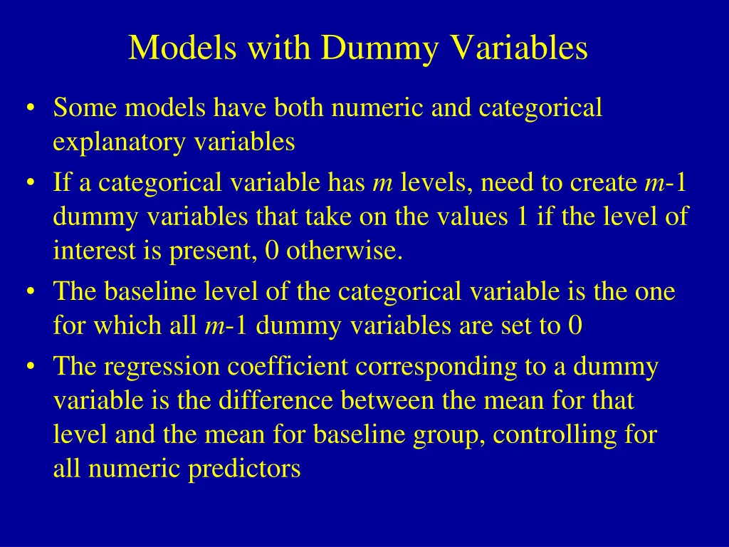 models with dummy variables