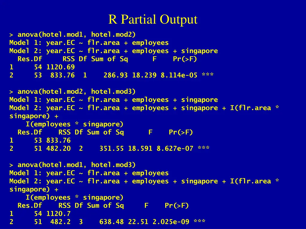 r partial output