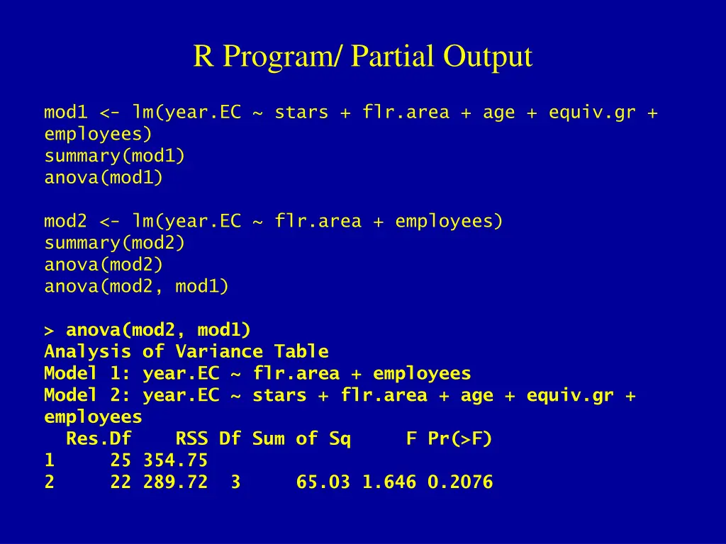r program partial output