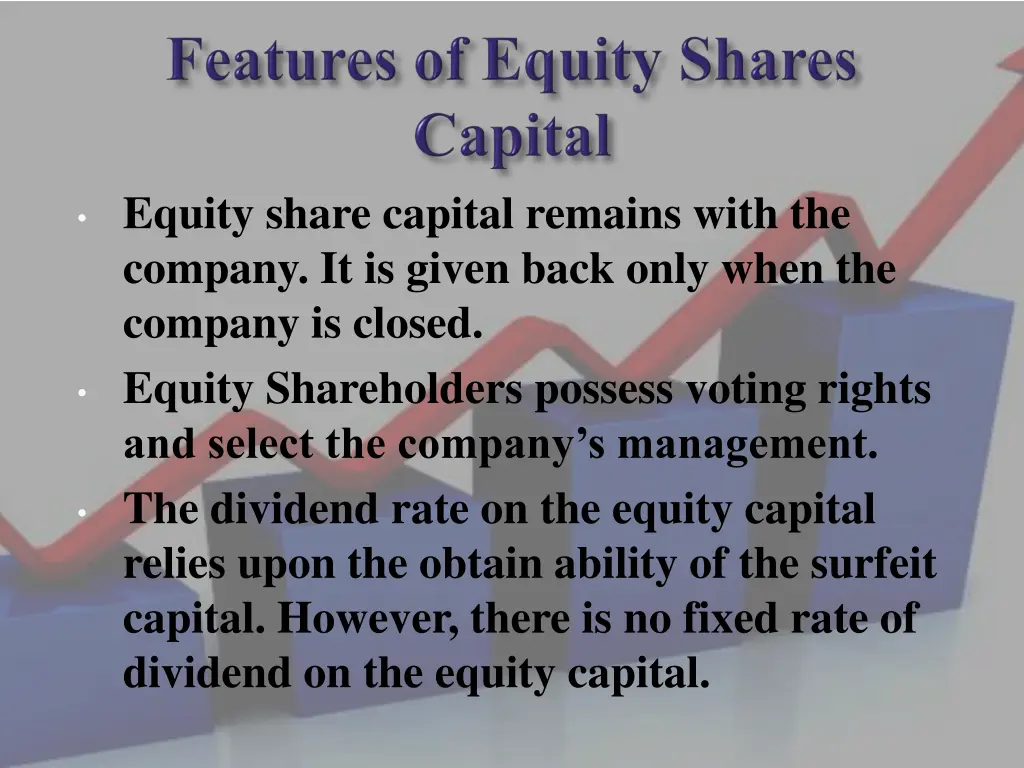 equity share capital remains with the company