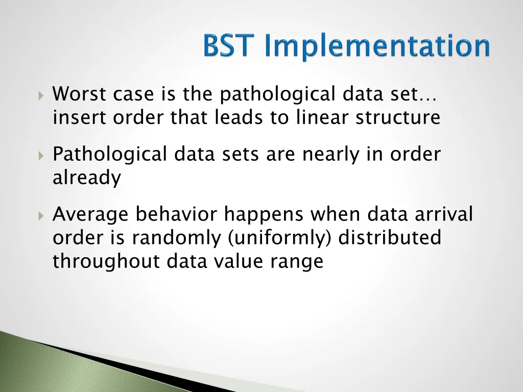 worst case is the pathological data set insert