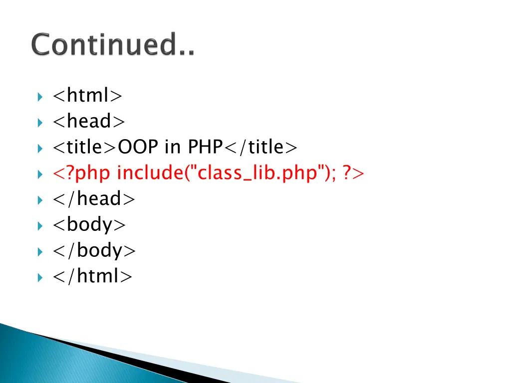 html head title oop in php title php include