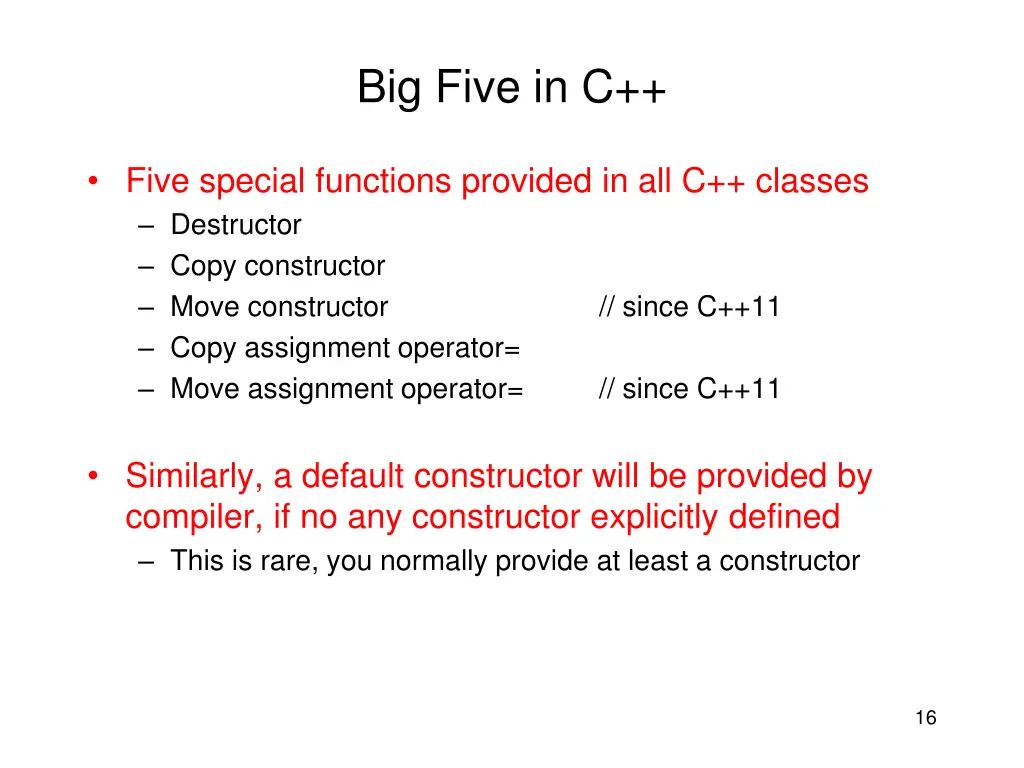 big five in c