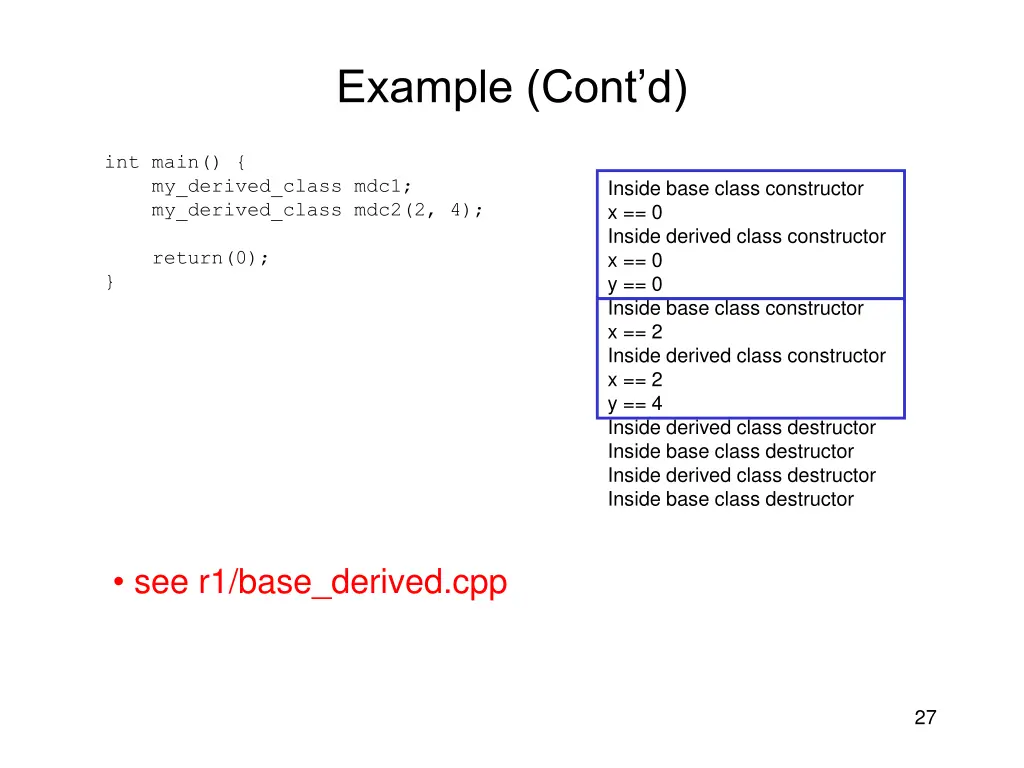 example cont d