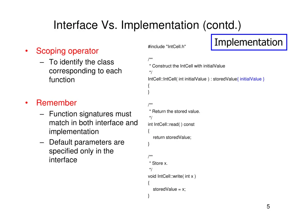 interface vs implementation contd