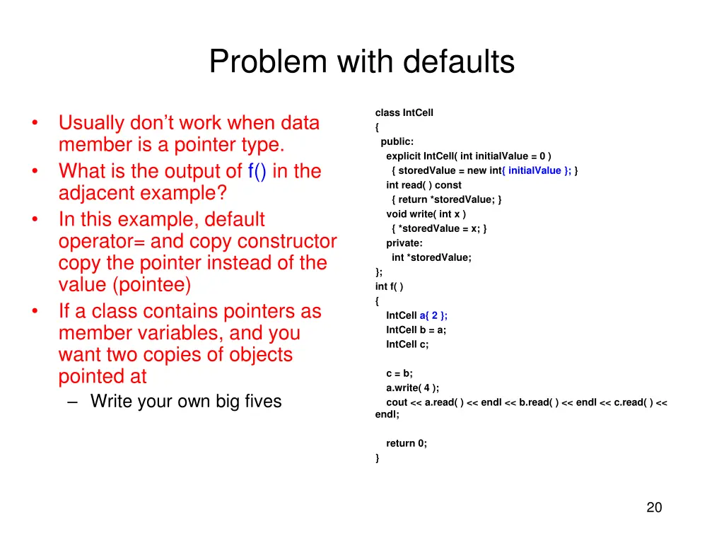 problem with defaults