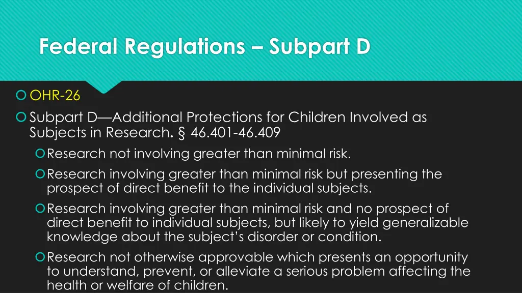 federal regulations subpart d