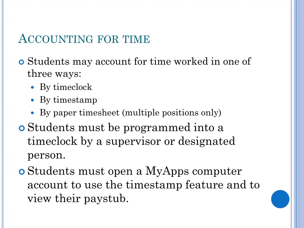 a ccounting for time