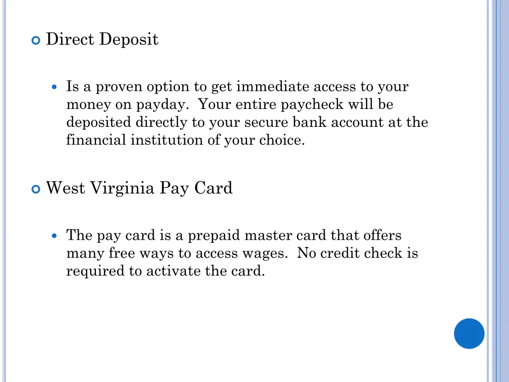 direct deposit