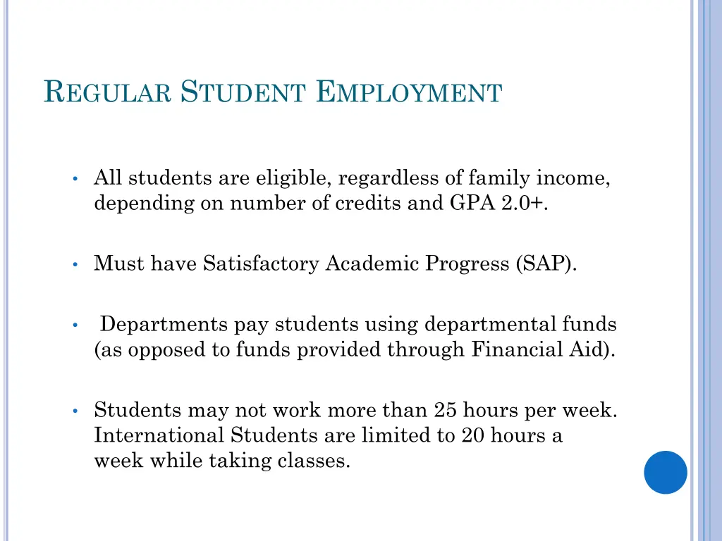 r egular s tudent e mployment