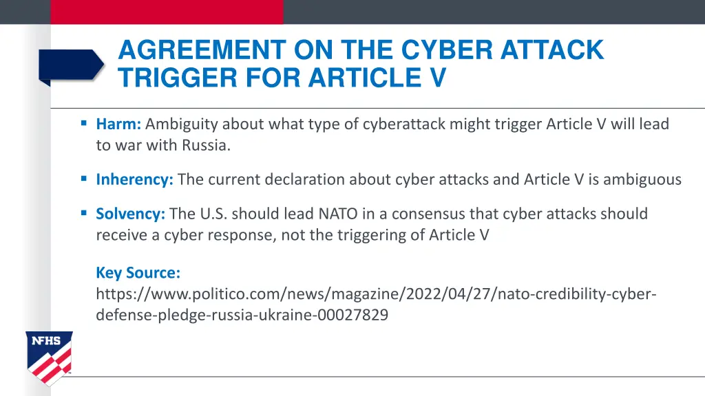 agreement on the cyber attack trigger for article