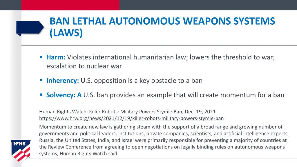 ban lethal autonomous weapons systems laws