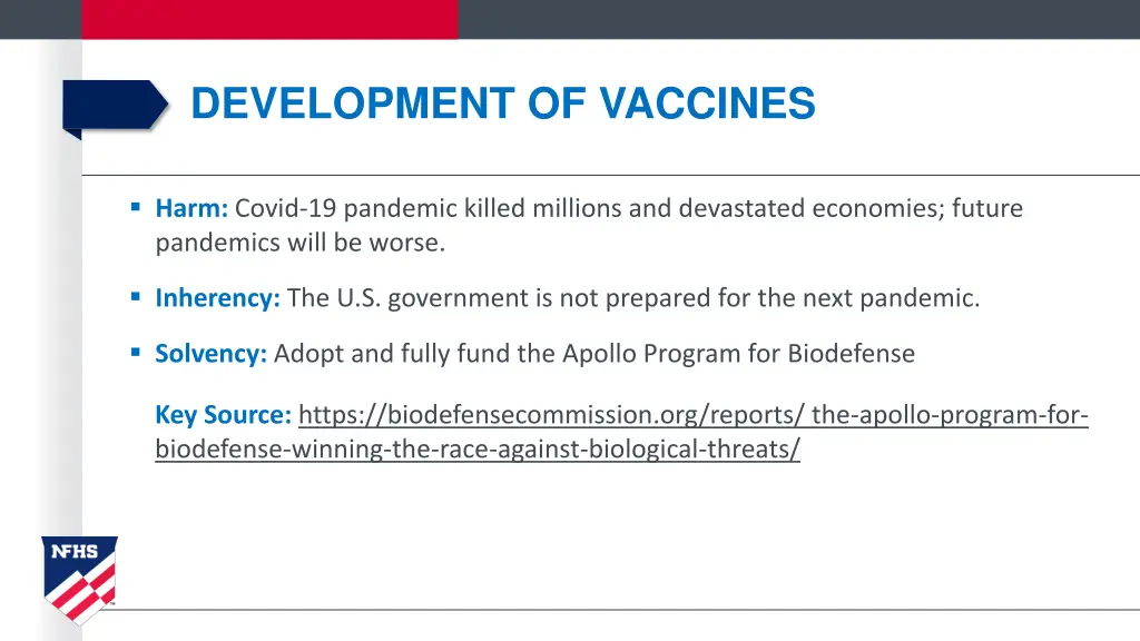 development of vaccines