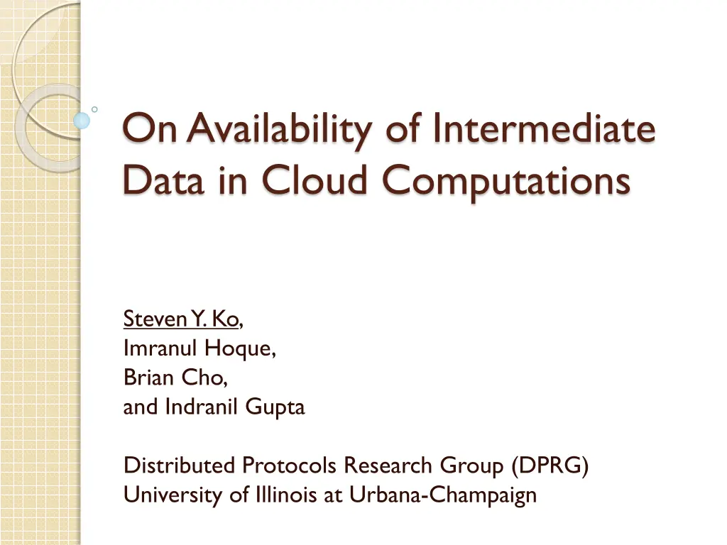 on availability of intermediate data in cloud