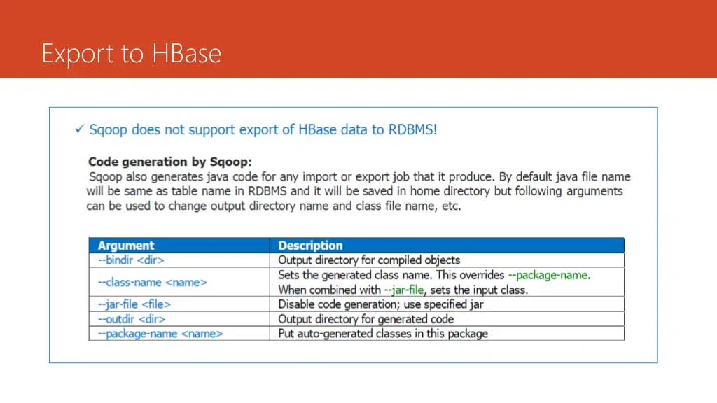 export to hbase