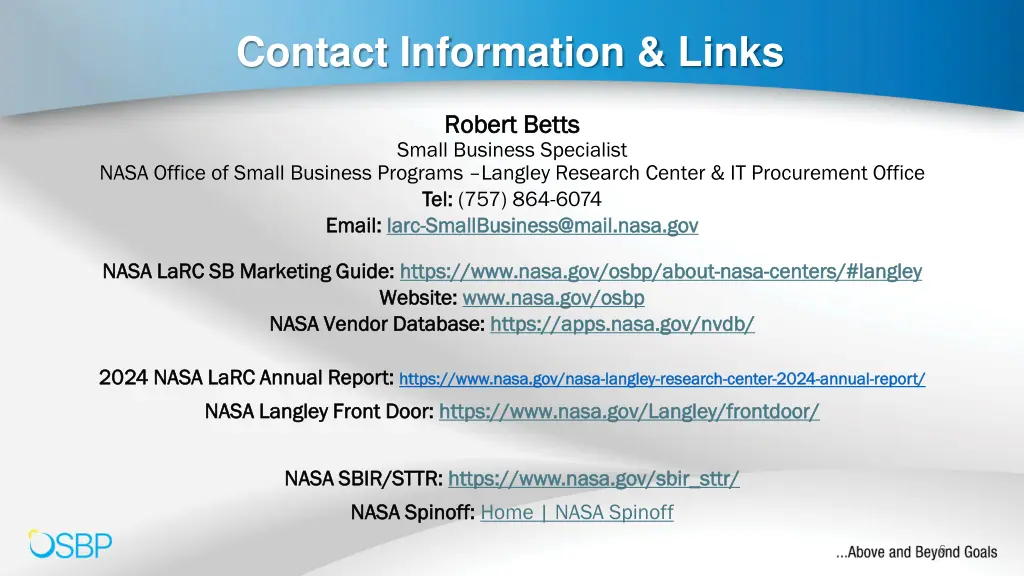 contact information links