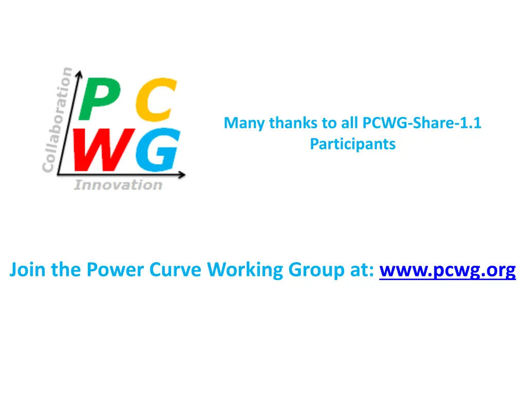 many thanks to all pcwg share 1 1 participants