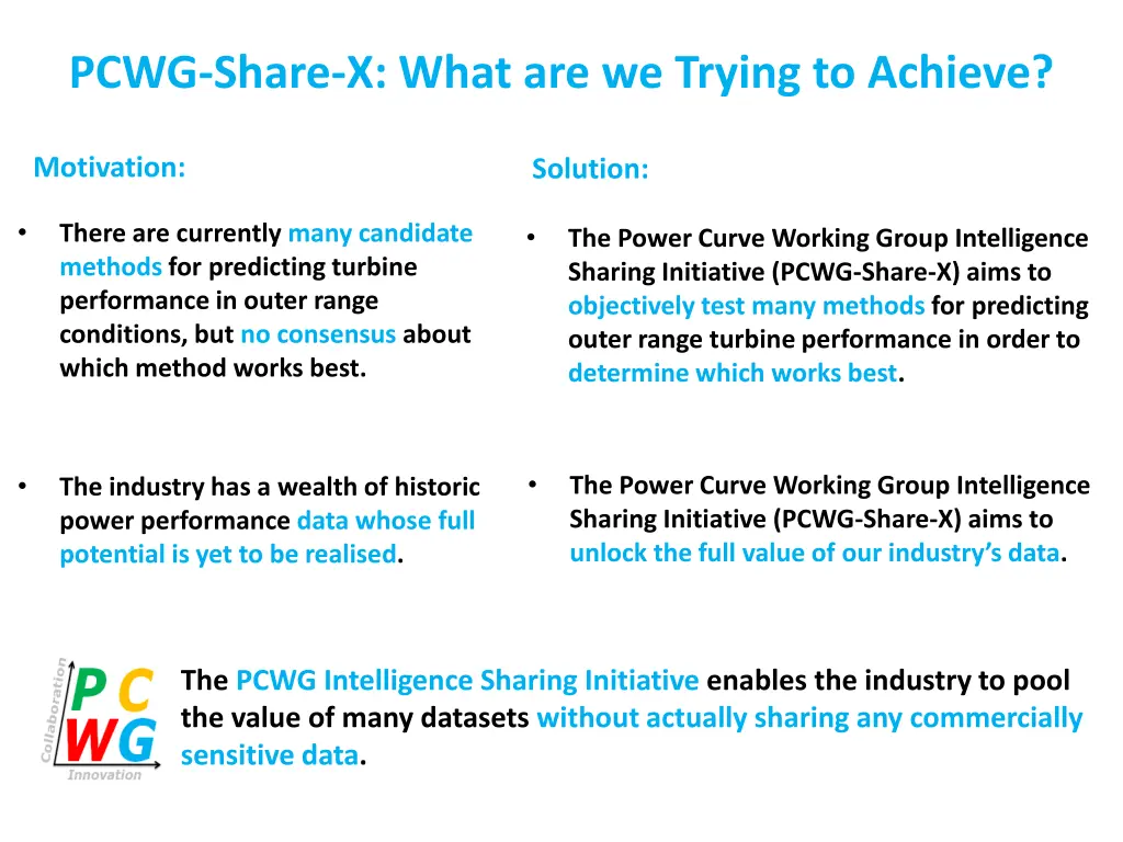 pcwg share x what are we trying to achieve