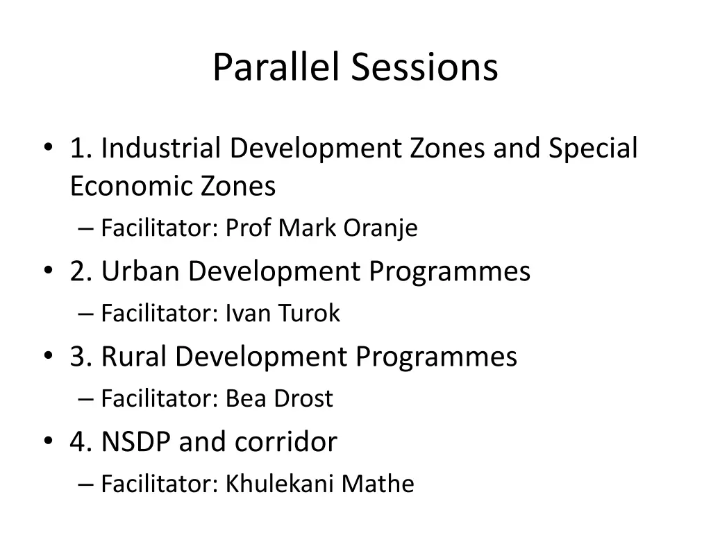 parallel sessions