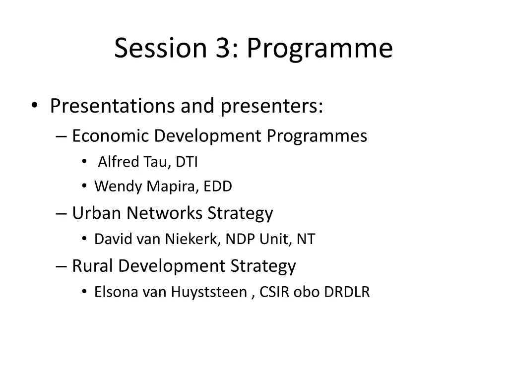 session 3 programme 1