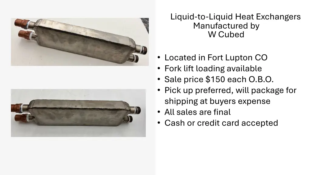 liquid to liquid heat exchangers manufactured