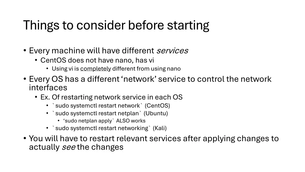 things to consider before starting