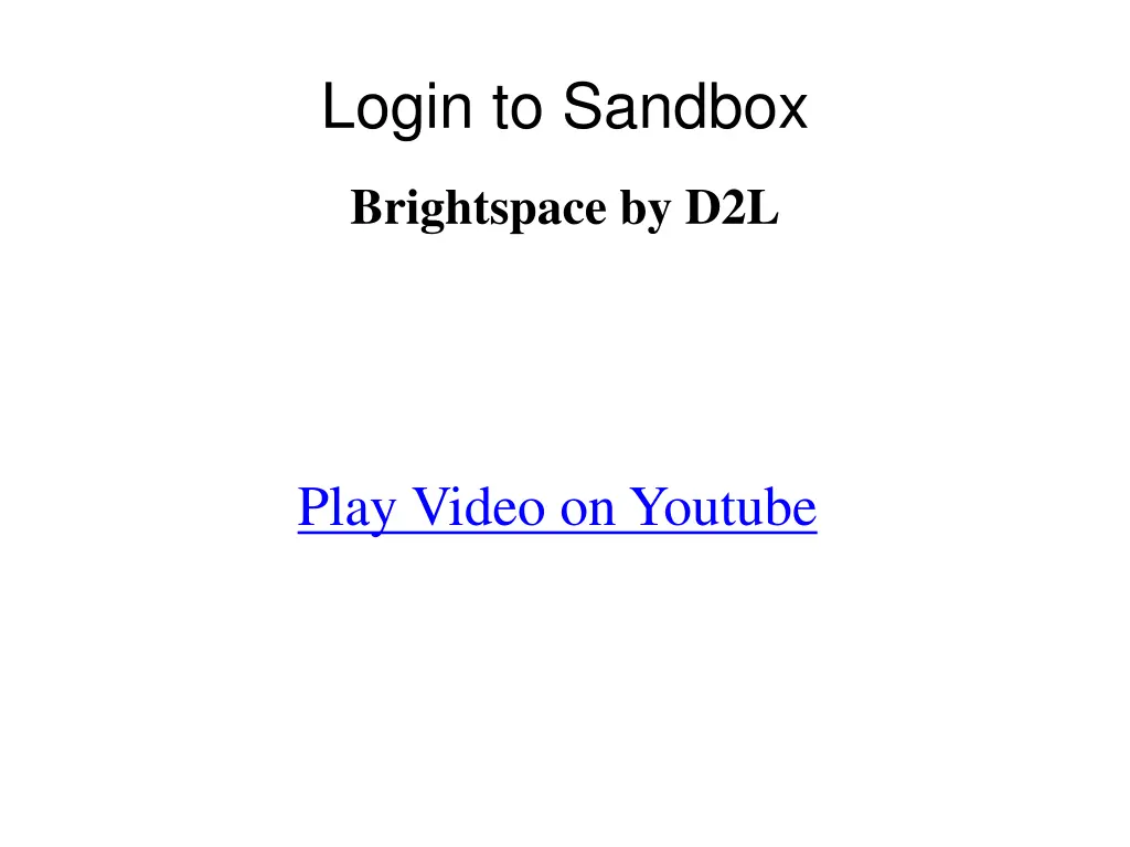 login to sandbox 1