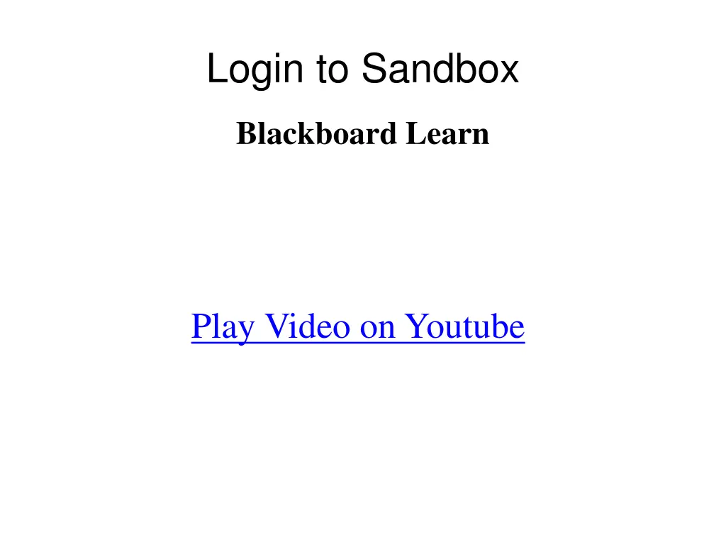 login to sandbox