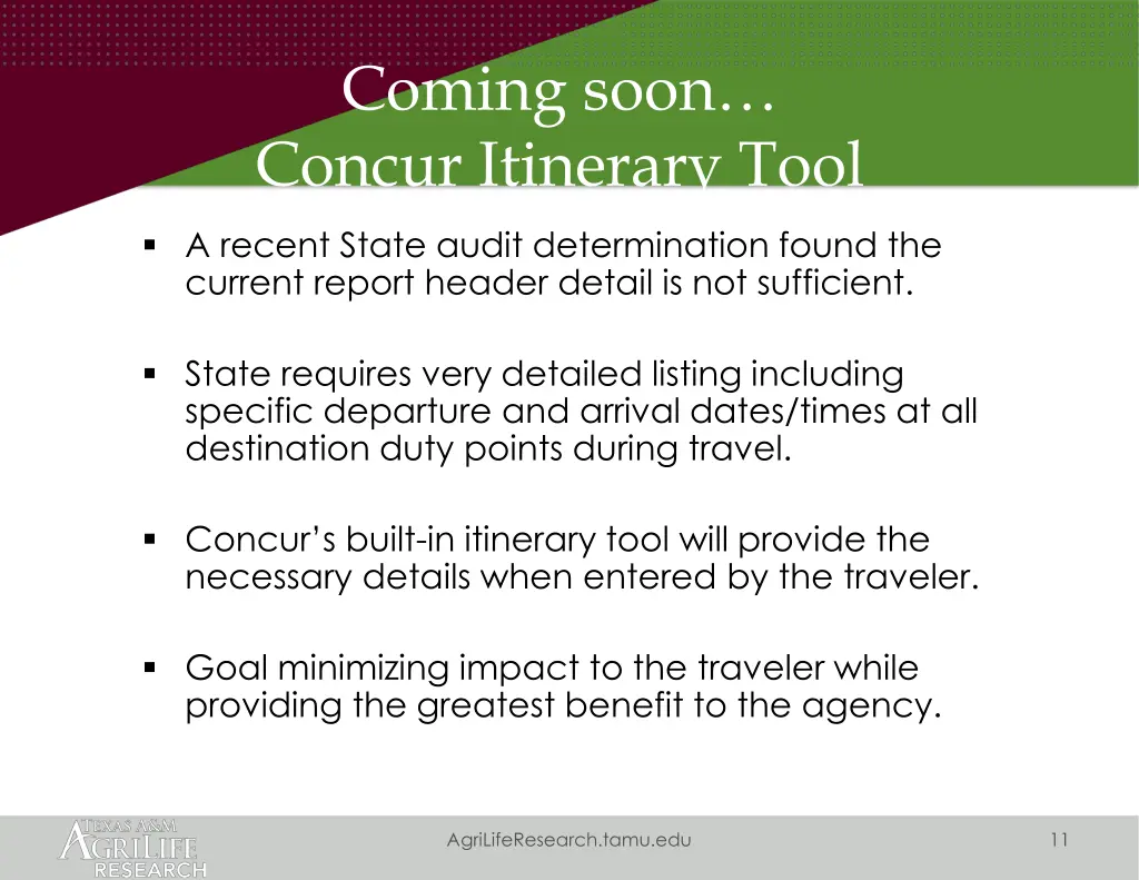 coming soon concur itinerary tool