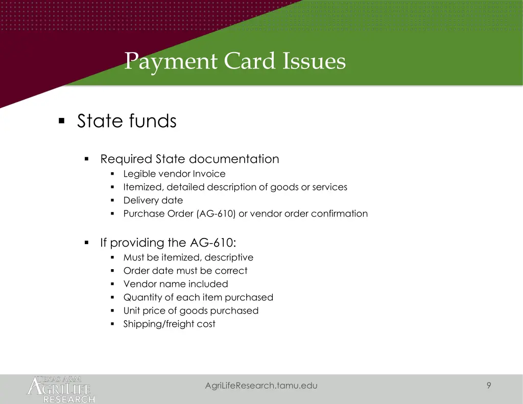 payment card issues