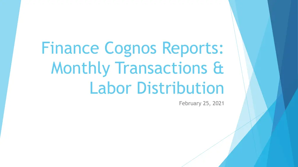 finance cognos reports monthly transactions labor