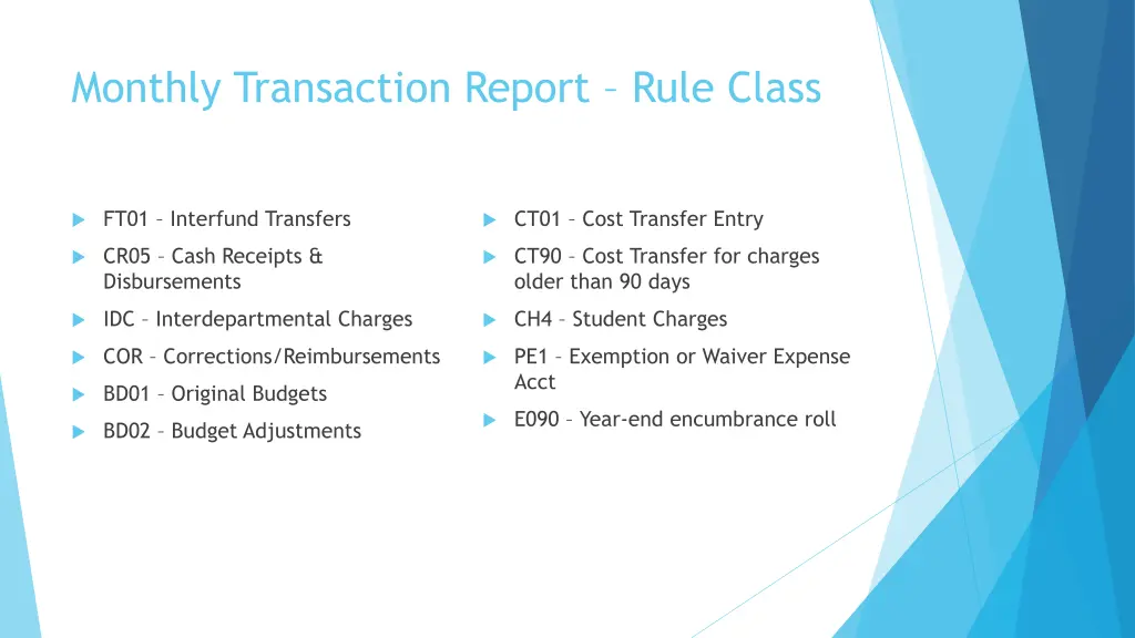 monthly transaction report rule class 1