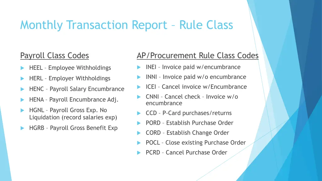 monthly transaction report rule class