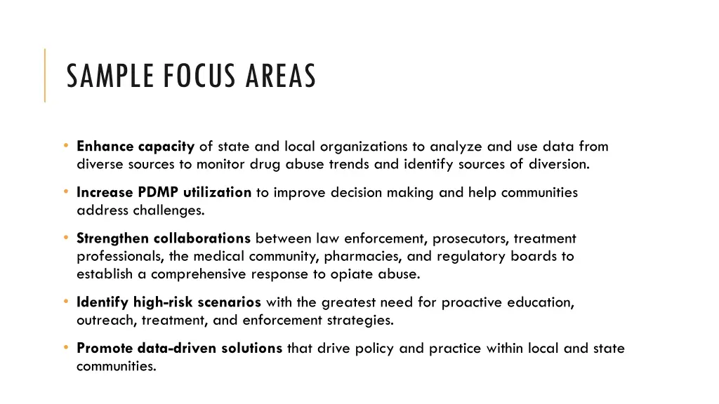 sample focus areas