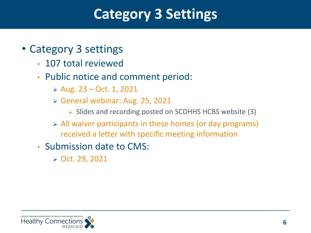 category 3 settings