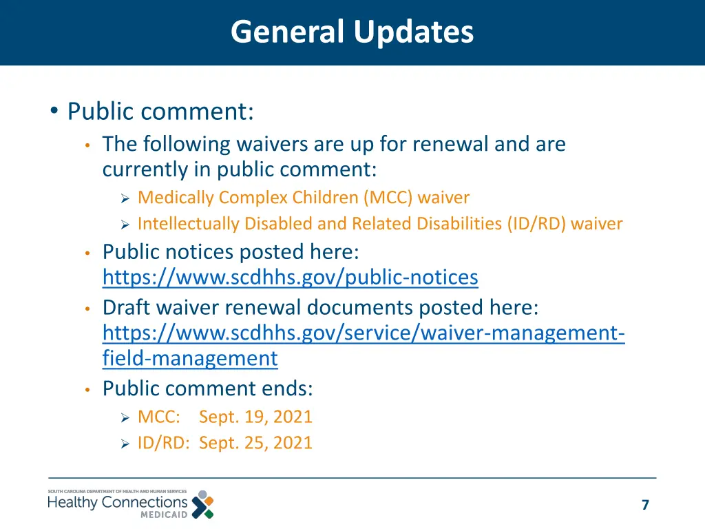 general updates