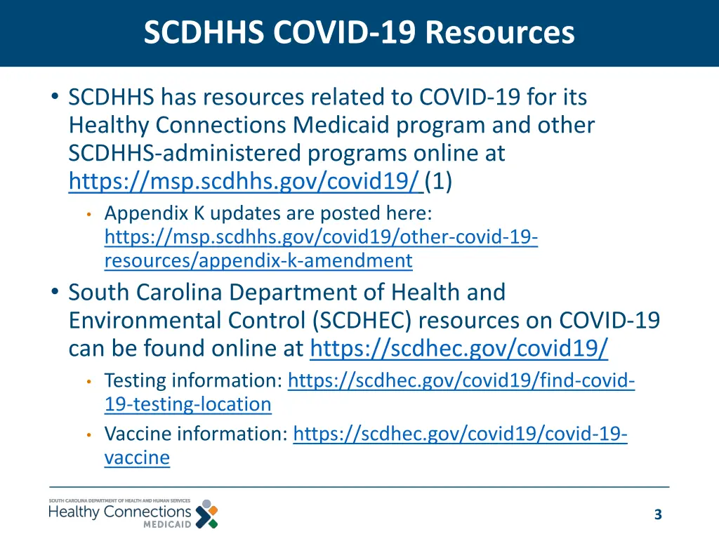 scdhhs covid 19 resources