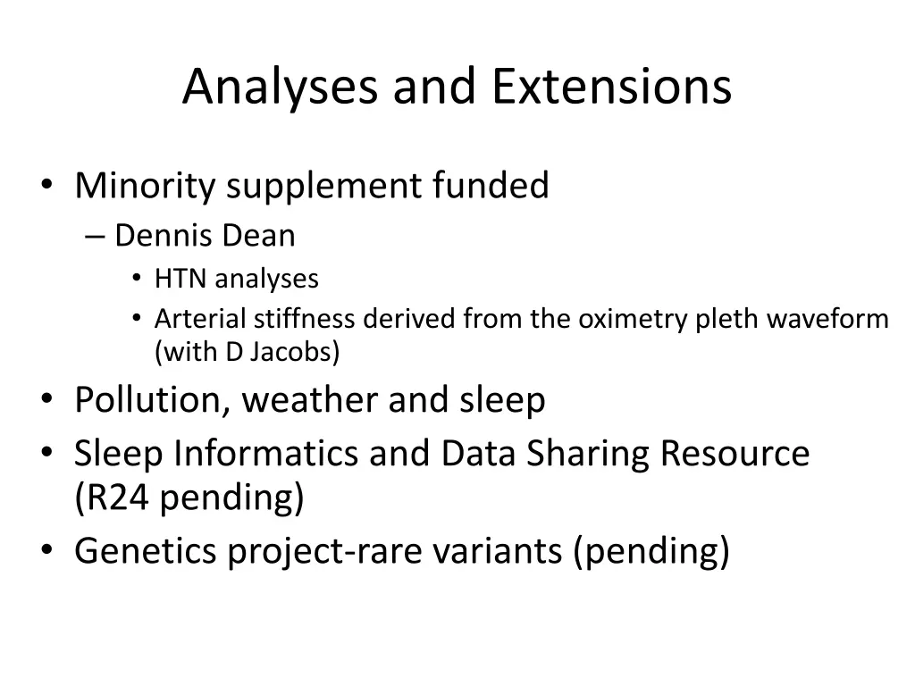 analyses and extensions