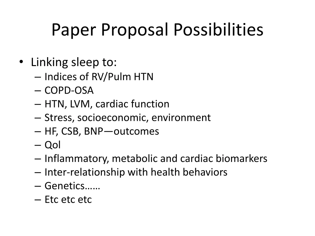 paper proposal possibilities